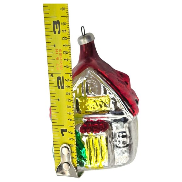 Vtg Glass Cottage House Christmas Tree Ornament West Germany 1950s Holiday Decor - Picture 7 of 7